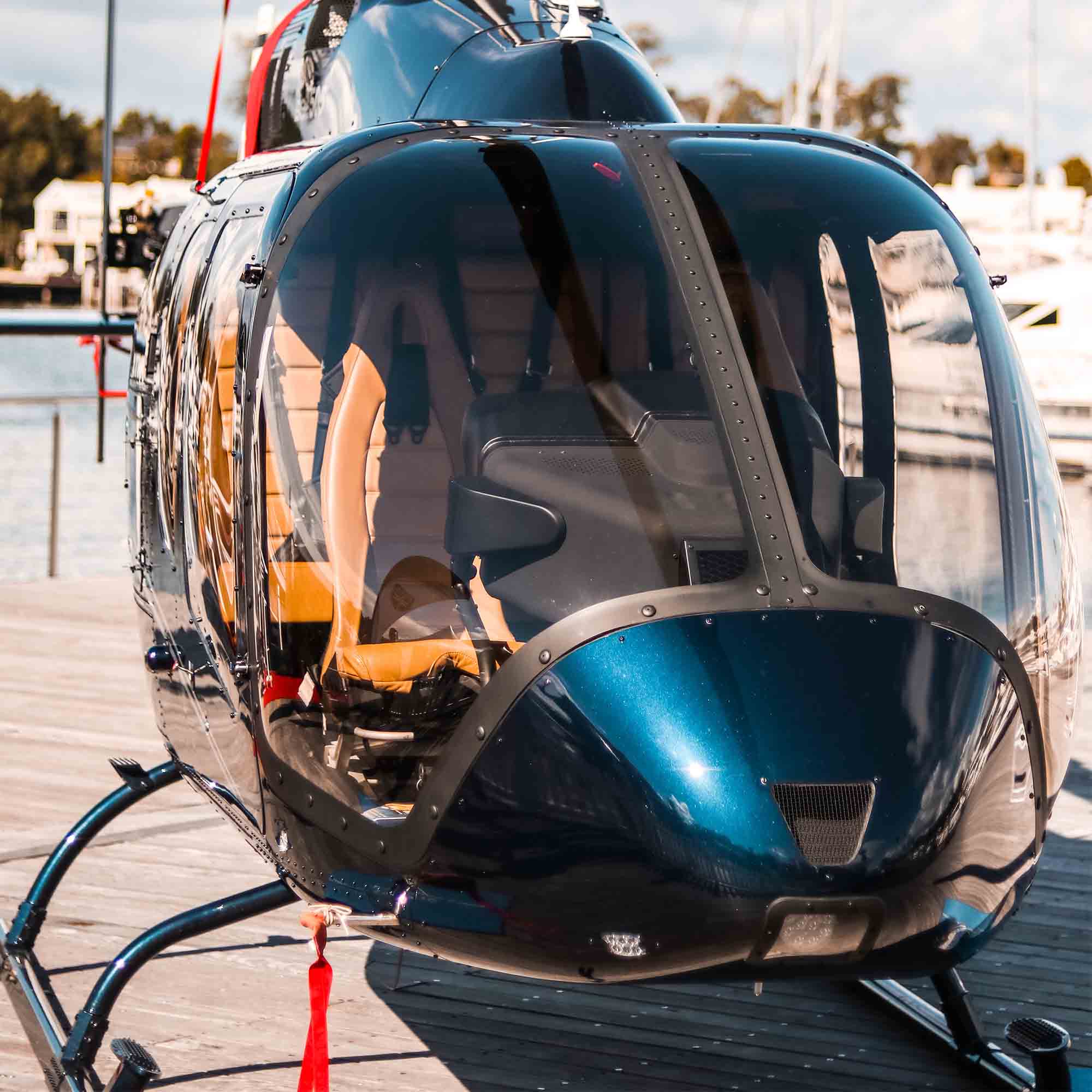 3/4 shot of a luxury helicopter